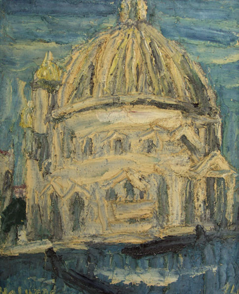 Clifford Holmead Phillips: Kathedrale, Öl/Lwd. u. Sperrholz, 1974