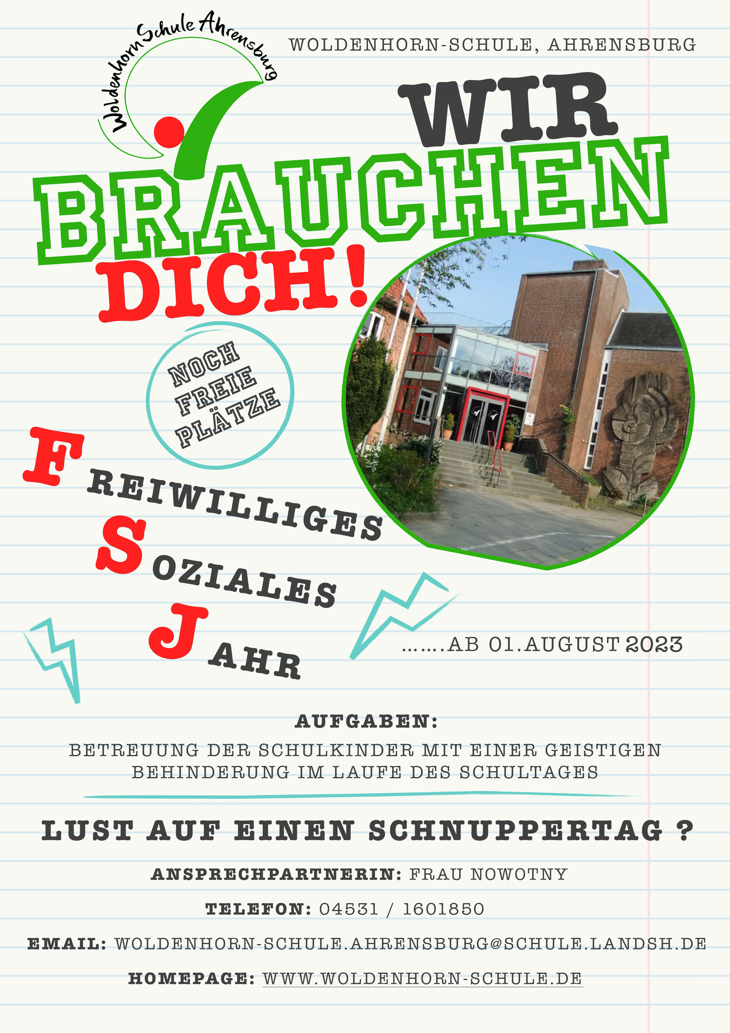 Woldenhornschule sucht Menschen für das FSJ