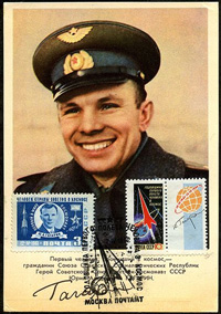 Postkarte Juri Gagarin, Moskau 1962