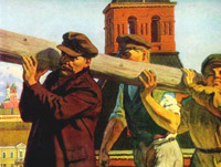Lenin beim nationalen Subbotnik am 1. Mai 1920 in Moskau