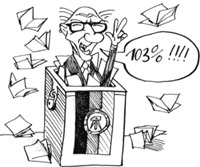 Karikatur zur DDR-Wahl