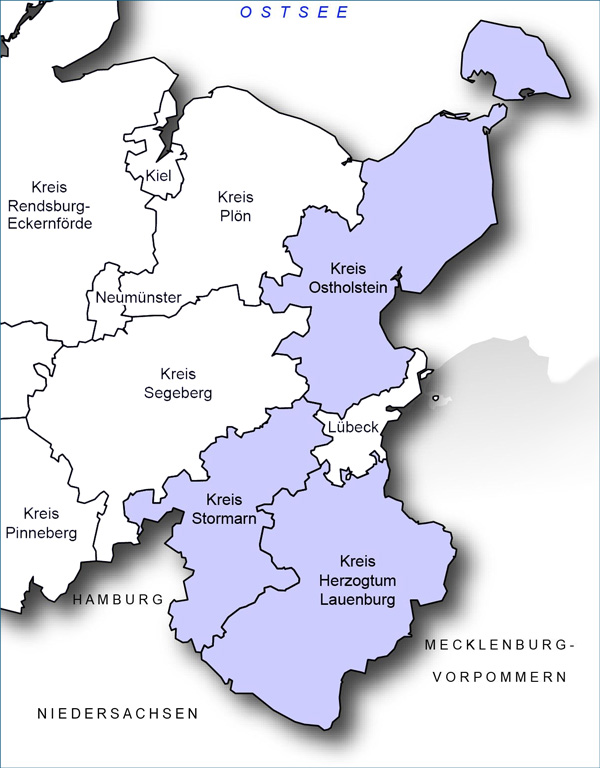 Versorgungsbereich der IRLS: Kreise Herzogtum Lauenburg, Stormarn und Ostholstein