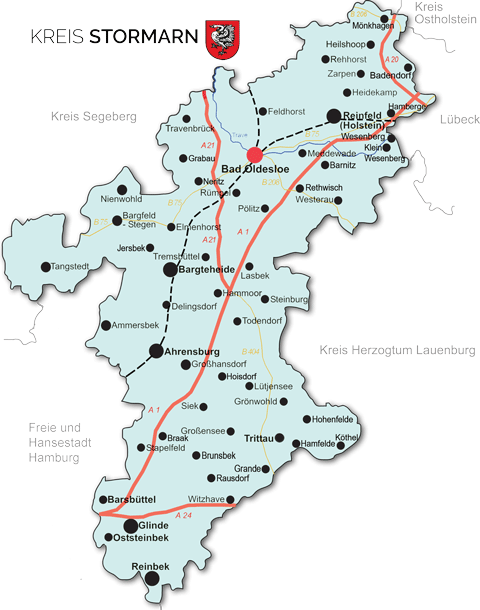 Übersichtskarte des Kreises Stormarn