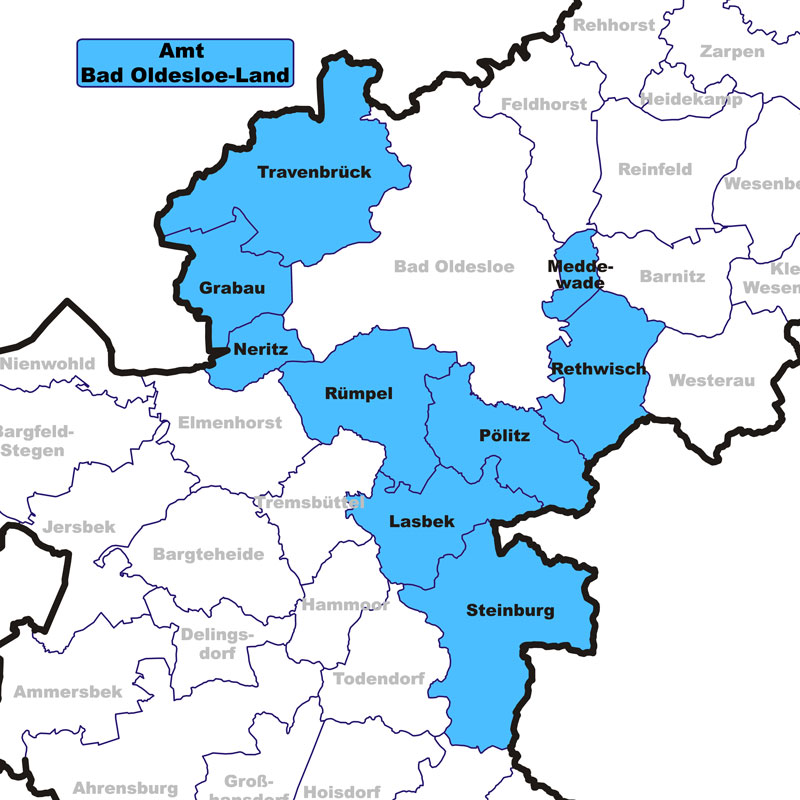 Karte Bad Oldesloe-Land - Anklicken öffnet Kreiskarte