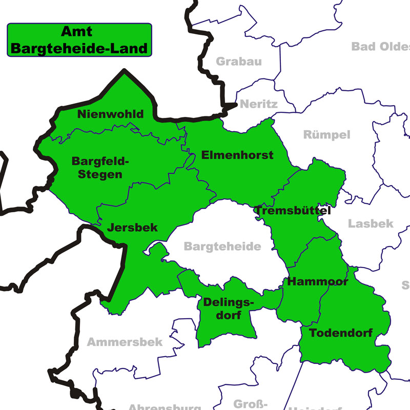 Karte Amt Bargteheide-Land - Anklicken öffnet Kreiskarte