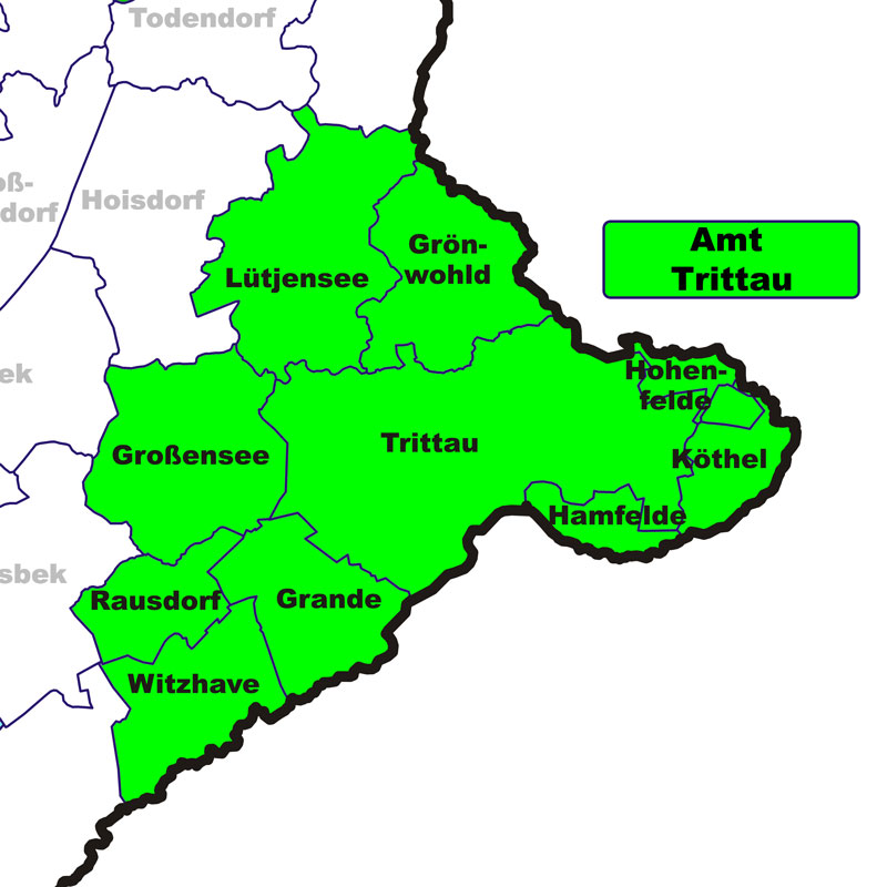Karte Amt Trittau - Anklicken öffnet Kreiskarte