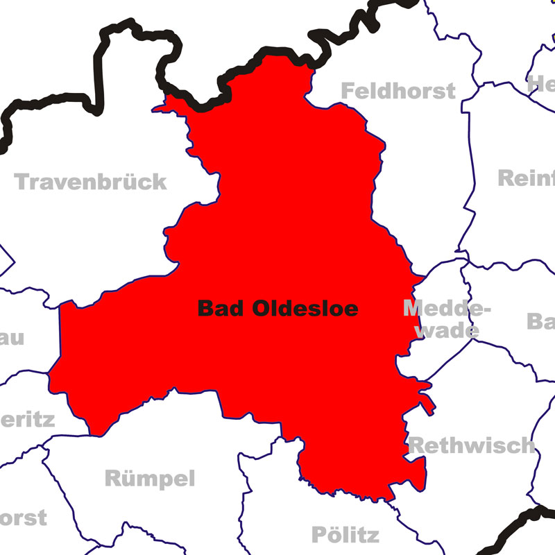 Karte Stadt Bad Oldesloe - Anklicken öffnet Kreiskarte
