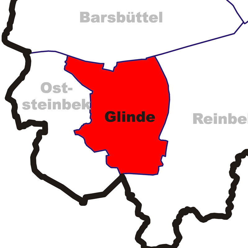 Karte Stadt Glinde - Anklicken öffnet Kreiskarte
