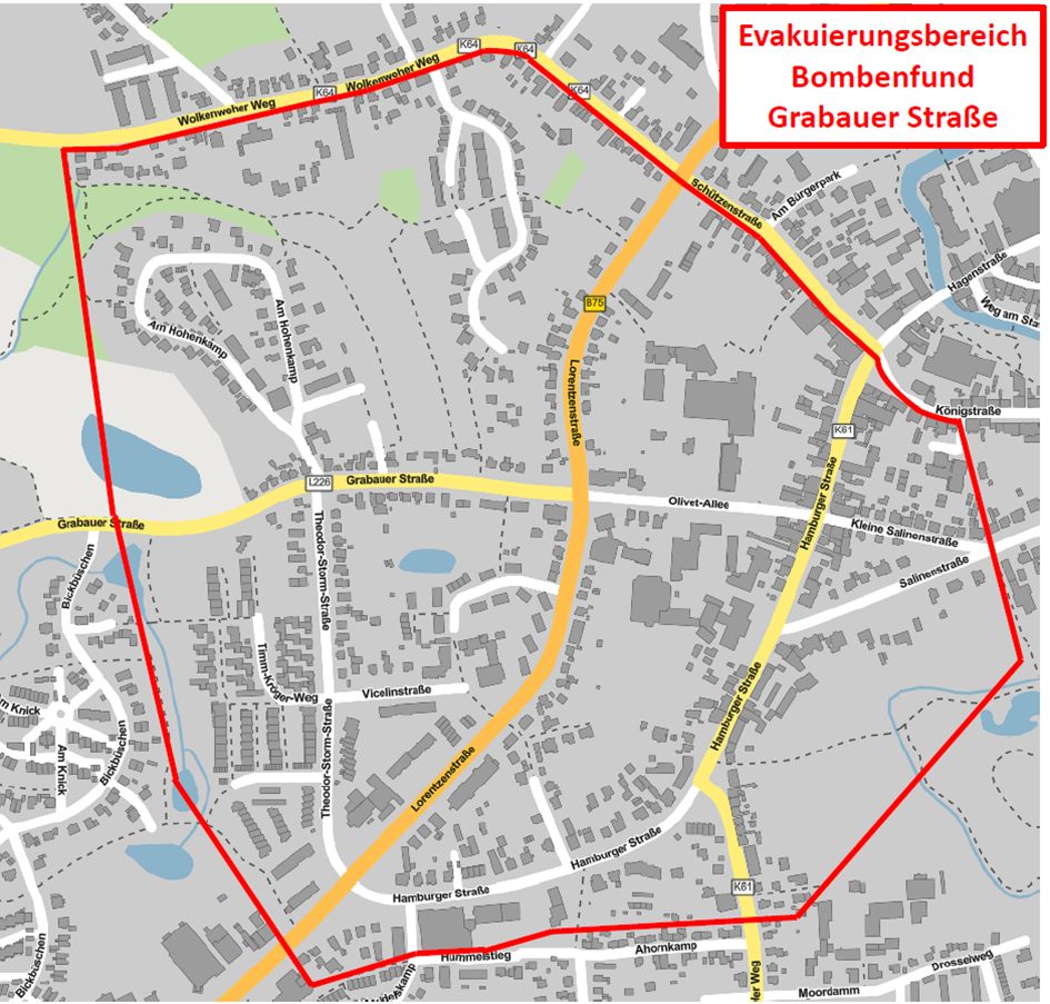 Bad Oldesloe: Bombenentschärfung - Karte Evakuierungsbereich