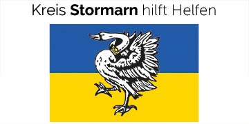 Bildmontage Stormarnschwan-Ukrainefarben