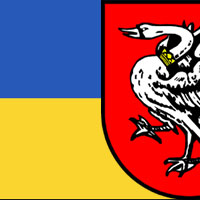 Collage Ukraine-Flagge mit Stormarn-Wappen