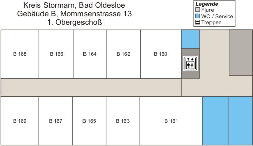 Grundriss Gebäude B, 1. Obergeschoss