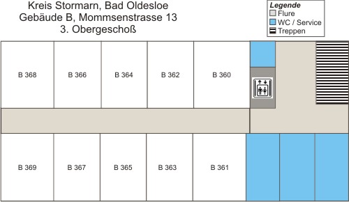 Grundriss Gebäude B, 3.Obergeschoss