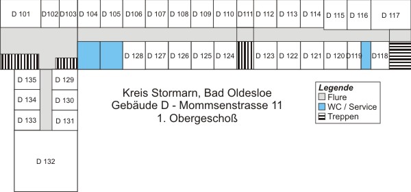 Grundriss Gebäude D, 1. Obergeschoss