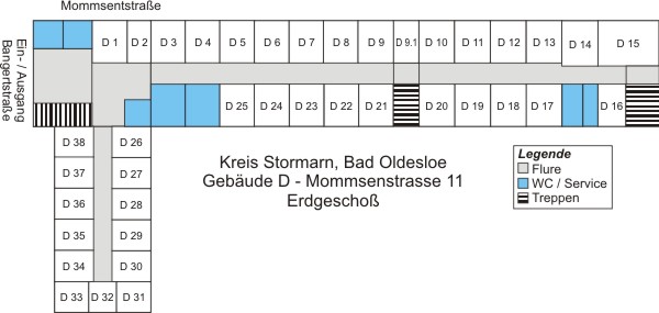 Grundriss Gebäude D, Erdgeschoss