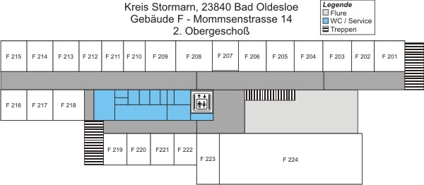 Grundriss Gebäude F, 2. Obergeschoss