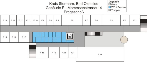 Grundriss Gebäude F, Erdgeschoss